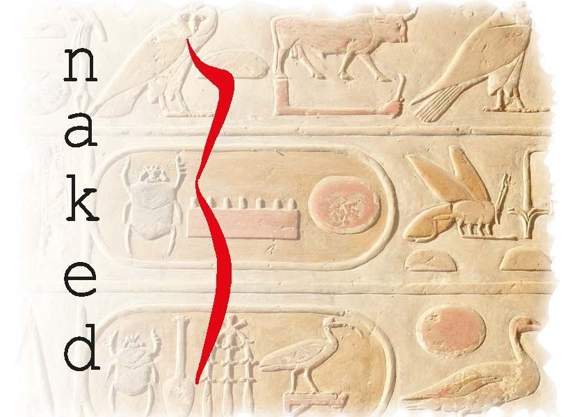 Naked Wein Schriftzug mit Hieroglyphen